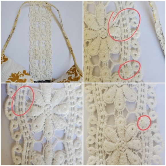 Y2K Lace Floral Crochet Halter Top Blouse Boho S - Picture 9 of 10